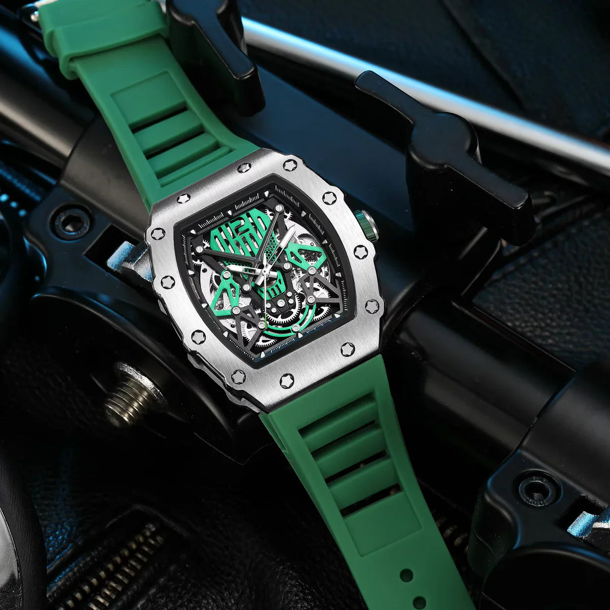 Relógio Skeleton Verde